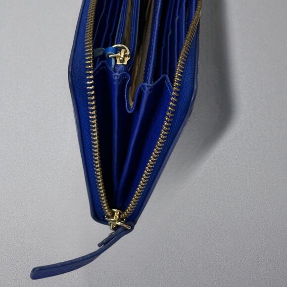 Kate Spade Laurel Way Neda Large Wallet Pebbled Leather Zip Up Cornflower Blue - Picture 8 of 14